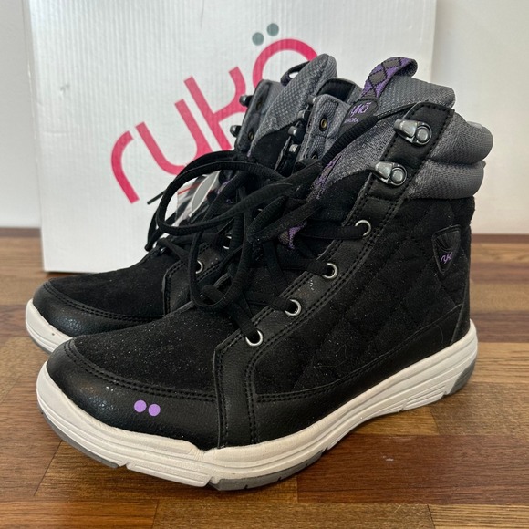Ryka Shoes - RYKA Womens Boots 7 Water Repellant Ankle Lace Outerwear Chukka Quilted Black